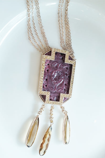 Carved amethyst necklace